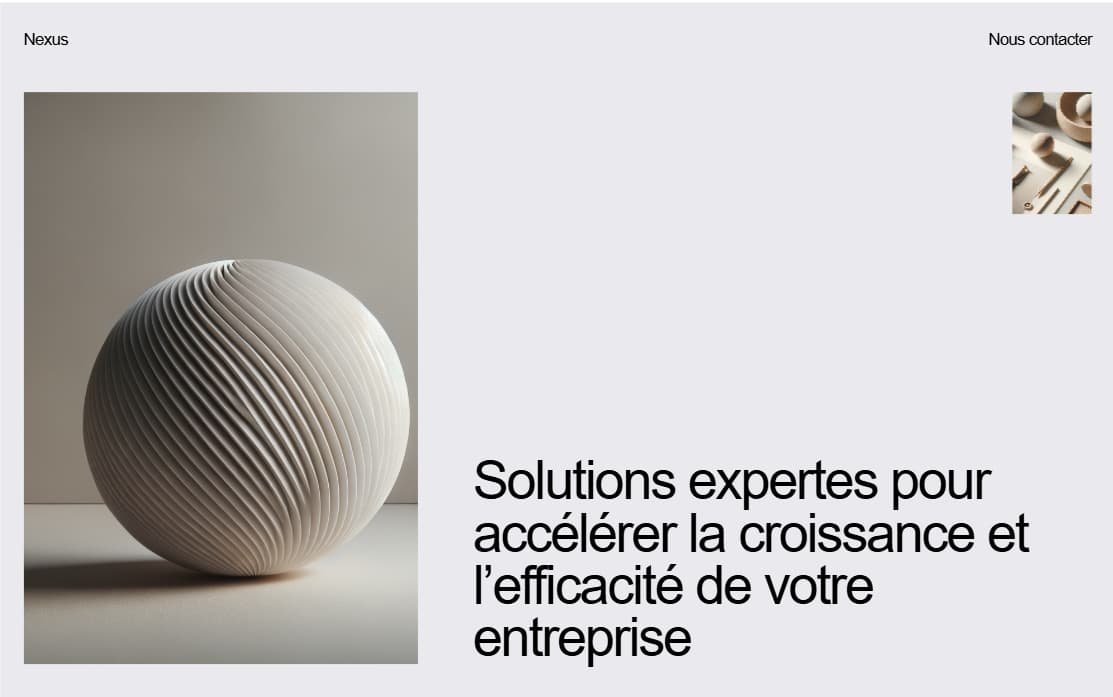 Interface B2B Nexus Business avec un design professionnel haut de gamme