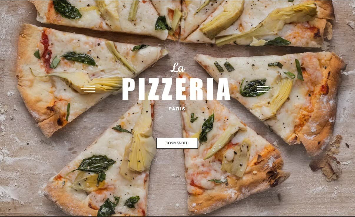 Site web de La Pizzeria avec un design immersif aux tons chauds